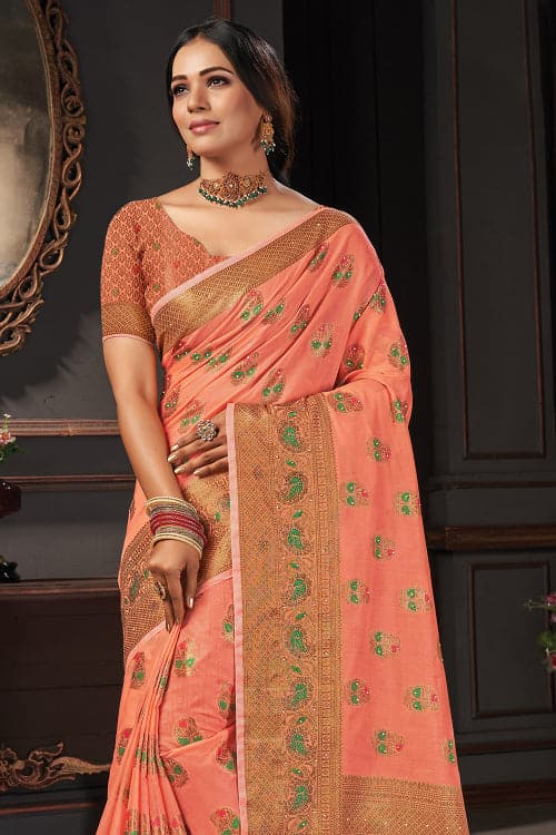 peach saree