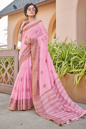 Cosmos Pink Cotton Saree