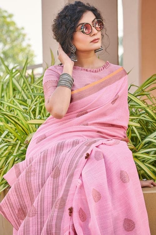 Cotton Saree Cosmos Pink Cotton Saree saree online