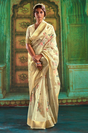 Cream Cotton Saree