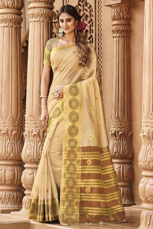 Cream Cotton Saree