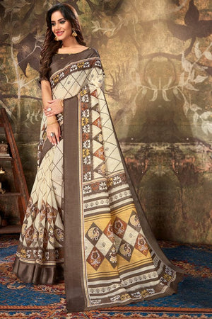 Cream Cotton Saree