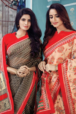 red designer saree