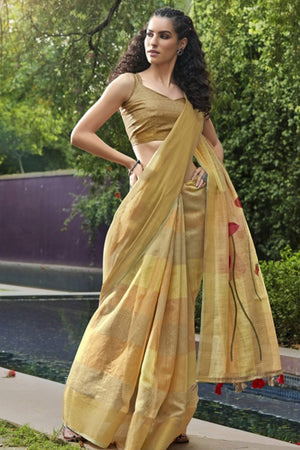 cream cotton saree