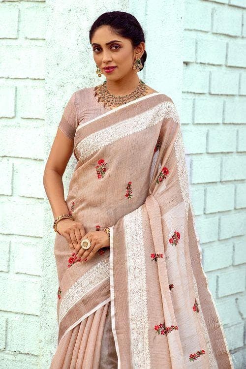 pink cotton saree