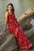 Cotton Saree Crimson Red Printed Cotton Saree saree online