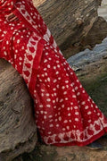 Cotton Saree Crimson Red Printed Cotton Saree saree online