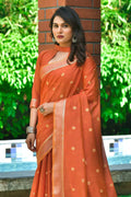 Cotton Saree Dahlia Orange Cotton Saree saree online