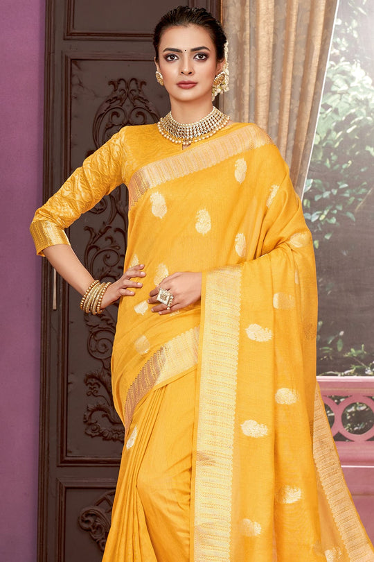cotton saree, yellow saree