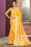 yellow cotton saree