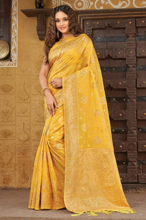 Dandelion Yellow Cotton Saree