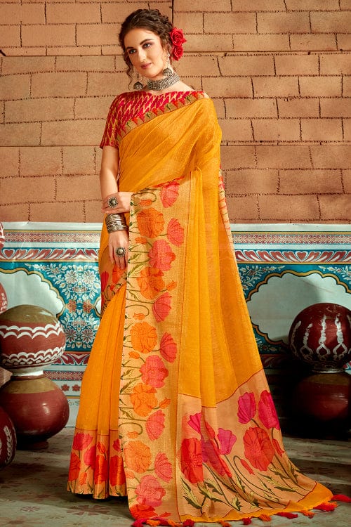 yellow cotton saree