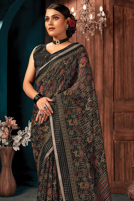 Cotton Saree Dark Black Cotton Saree saree online