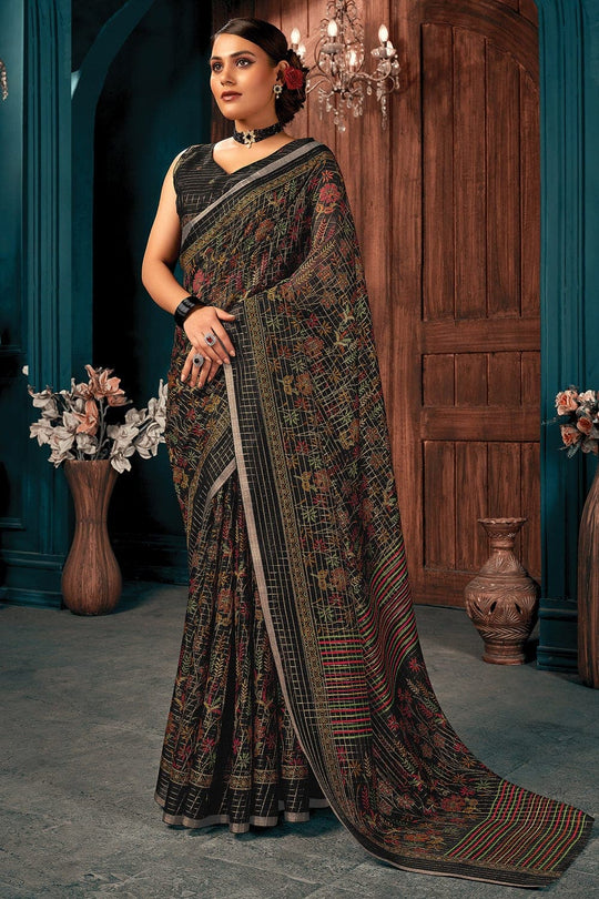 Cotton Saree Dark Black Cotton Saree saree online