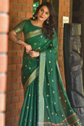 Cotton Saree Dark Green Cotton Saree saree online