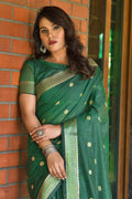 Cotton Saree Dark Green Cotton Saree saree online