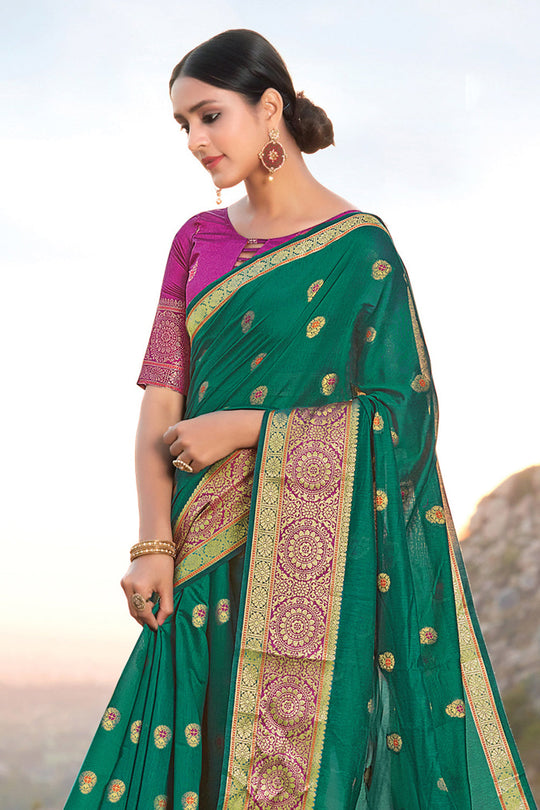 green cotton saree