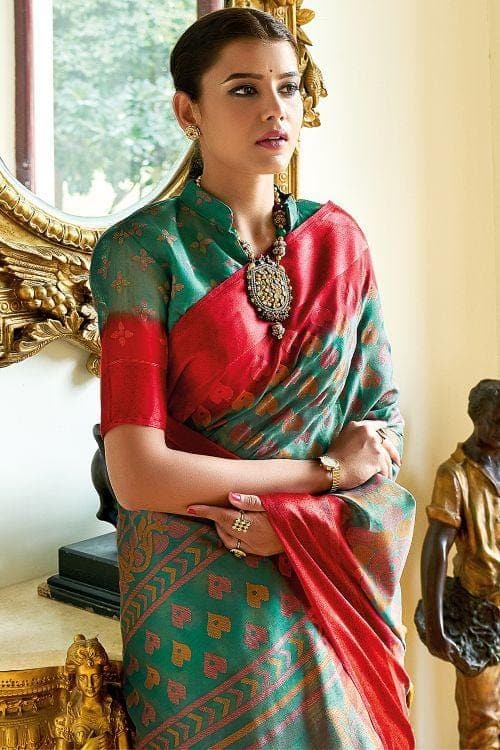 Emerald Green Brasso Cotton Saree