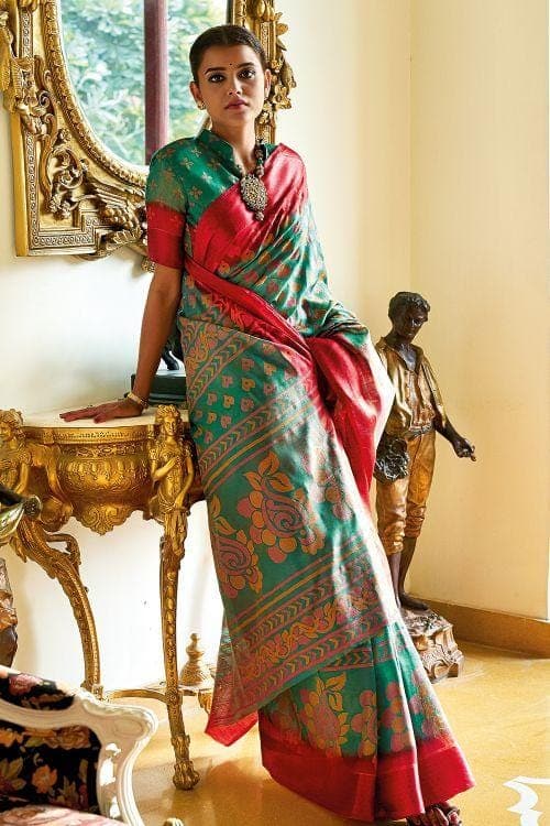 Emerald Green Brasso Cotton Saree