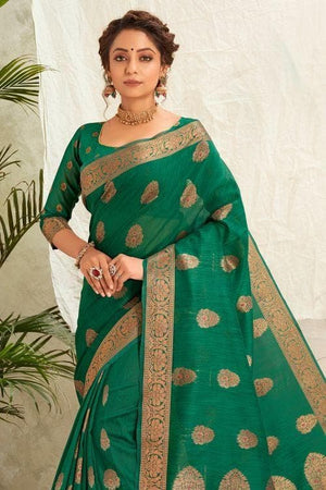 Fern Green Cotton Saree