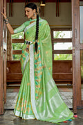 green cotton saree