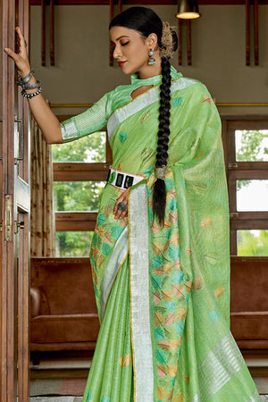 Fern Green Cotton Saree