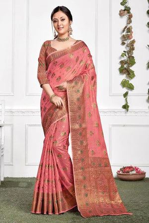 Fiery Rose Pink Cotton Saree