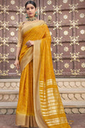 Cotton Saree Fire Yellow Printed Cotton Saree saree online