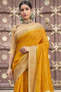 Cotton Saree Fire Yellow Printed Cotton Saree saree online