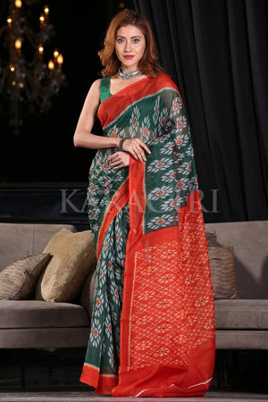 Forest Green Cotton Saree