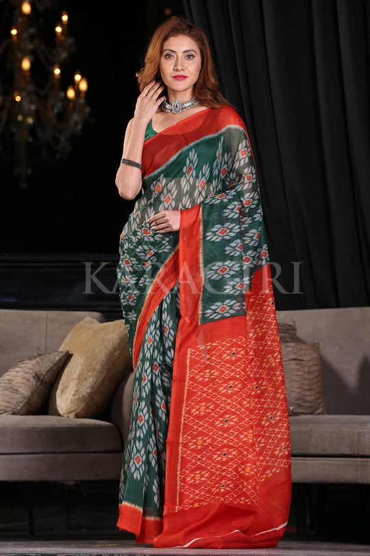Cotton Saree Forest Green Cotton Saree saree online