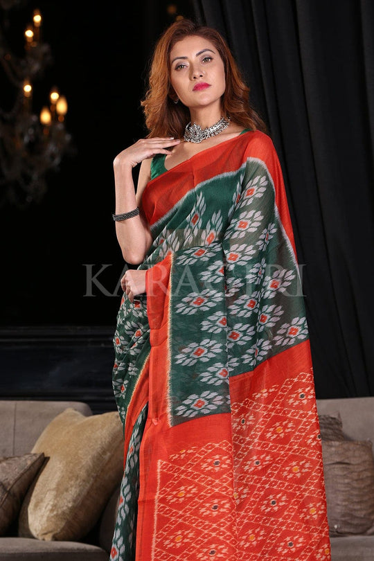 Cotton Saree Forest Green Cotton Saree saree online