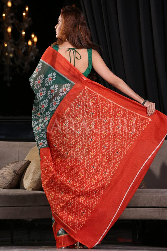 Cotton Saree Forest Green Cotton Saree saree online