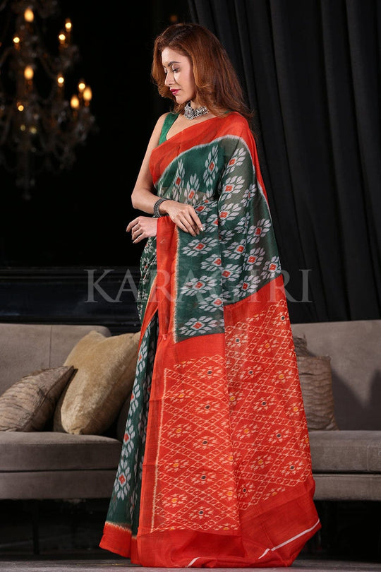 Cotton Saree Forest Green Cotton Saree saree online