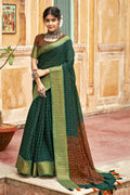 green cotton saree