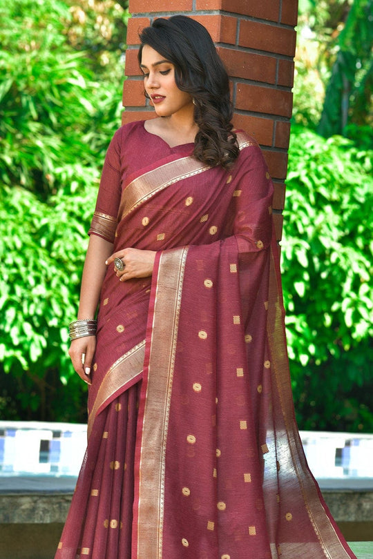 Cotton Saree Garnet Maroon Cotton Saree saree online