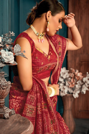 Cotton Saree Garnet Red Cotton Saree saree online
