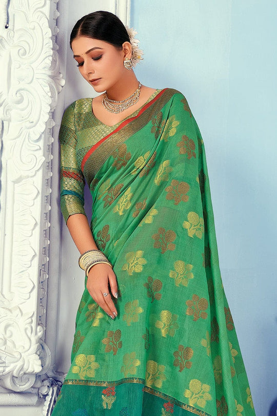 Cotton Saree Green Cotton Saree saree online