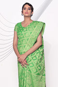 green cotton saree