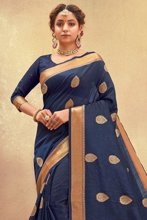 Gulf Blue Cotton Saree