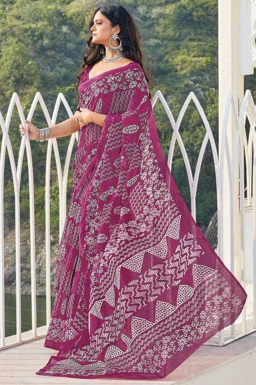 Hibiscus Purple Cotton Saree