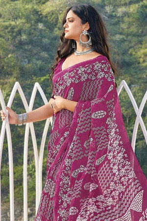 Hibiscus Purple Cotton Saree