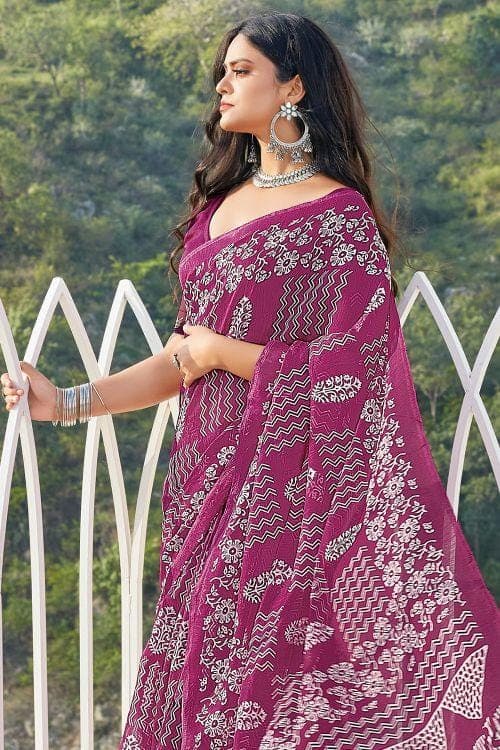 Hibiscus Purple Cotton Saree