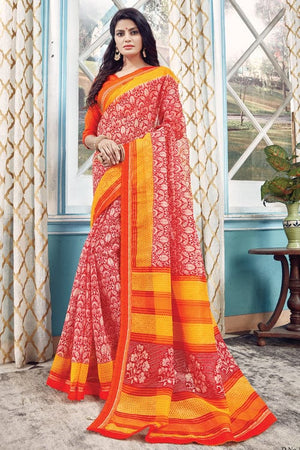Imperial Red Cotton Saree