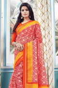 red cotton saree