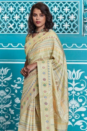 Ivory White Cotton Saree