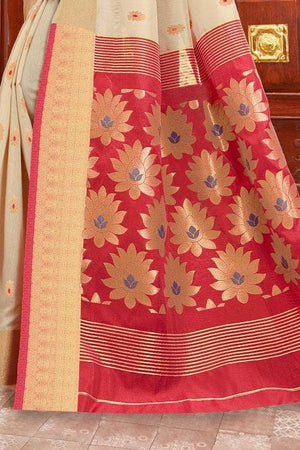 red pallu cotton saree