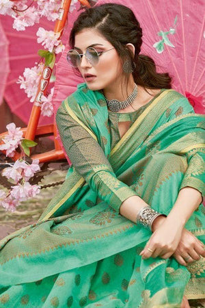 Jungle Green Chanderi Cotton Saree