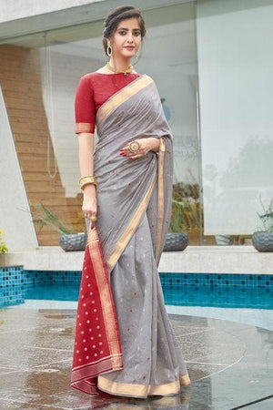 Koala Grey Cotton Saree