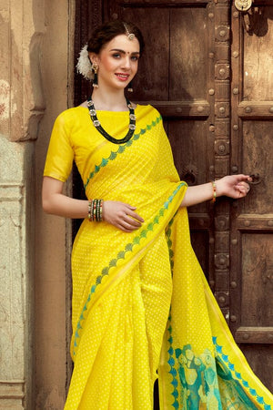 yellow cotton saree